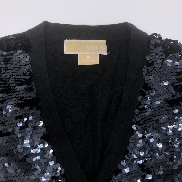 MICHAEL KORS Angora Sequin Cardigan Black Petite - Picture 4 of 7